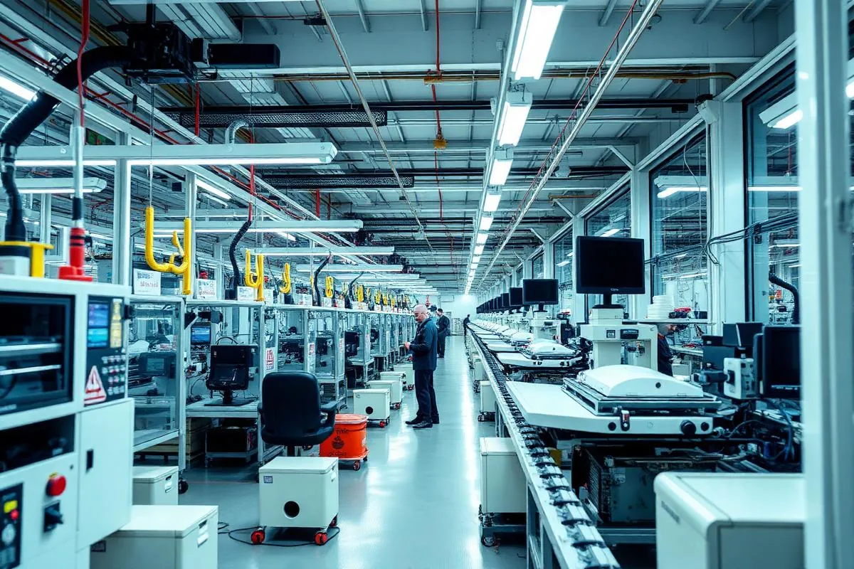 Fábrica chinesa com linha de produção automatizada