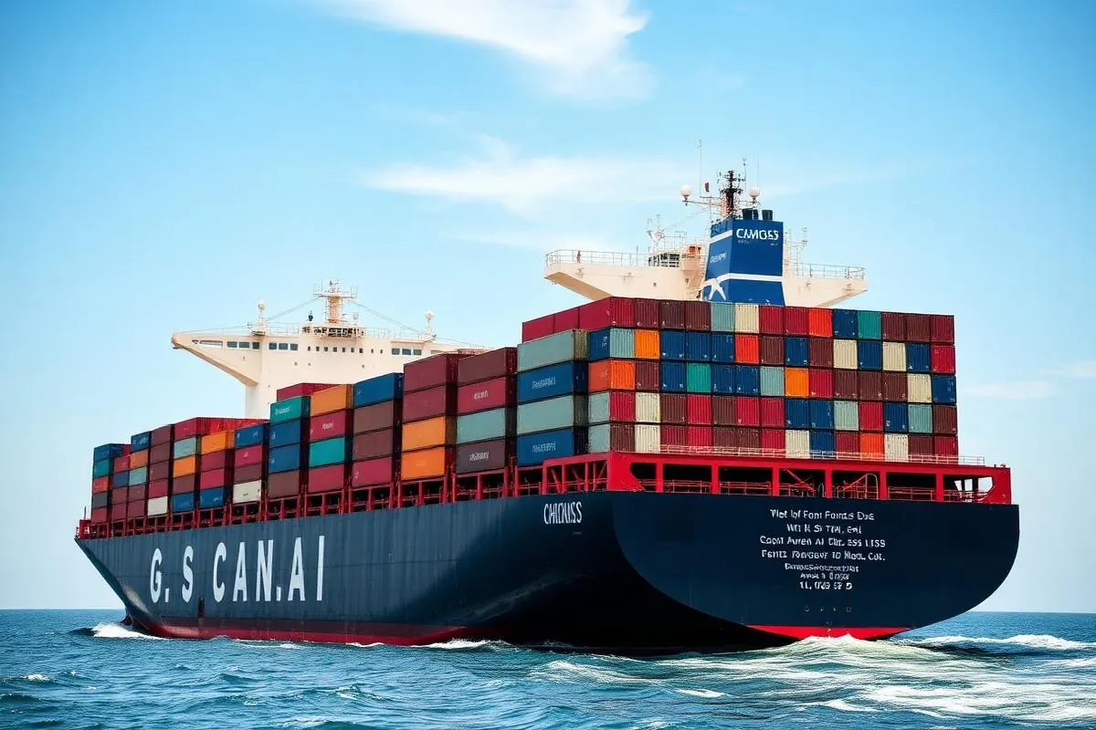 Navio cargueiro com containers - logística marítima internacional