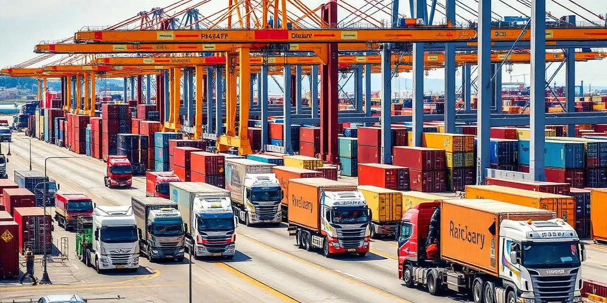 Containers sendo movimentados no porto - logística de importação