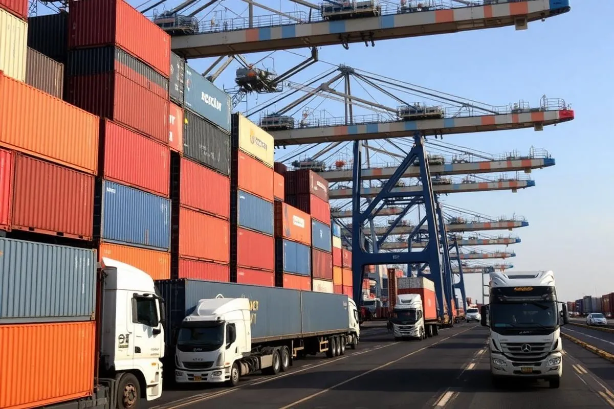 Operação logística internacional com containers no porto
